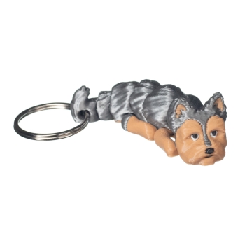 Brelok Yorkshire terrier 3D srebrny – elegancki brelok z psem do kluczy